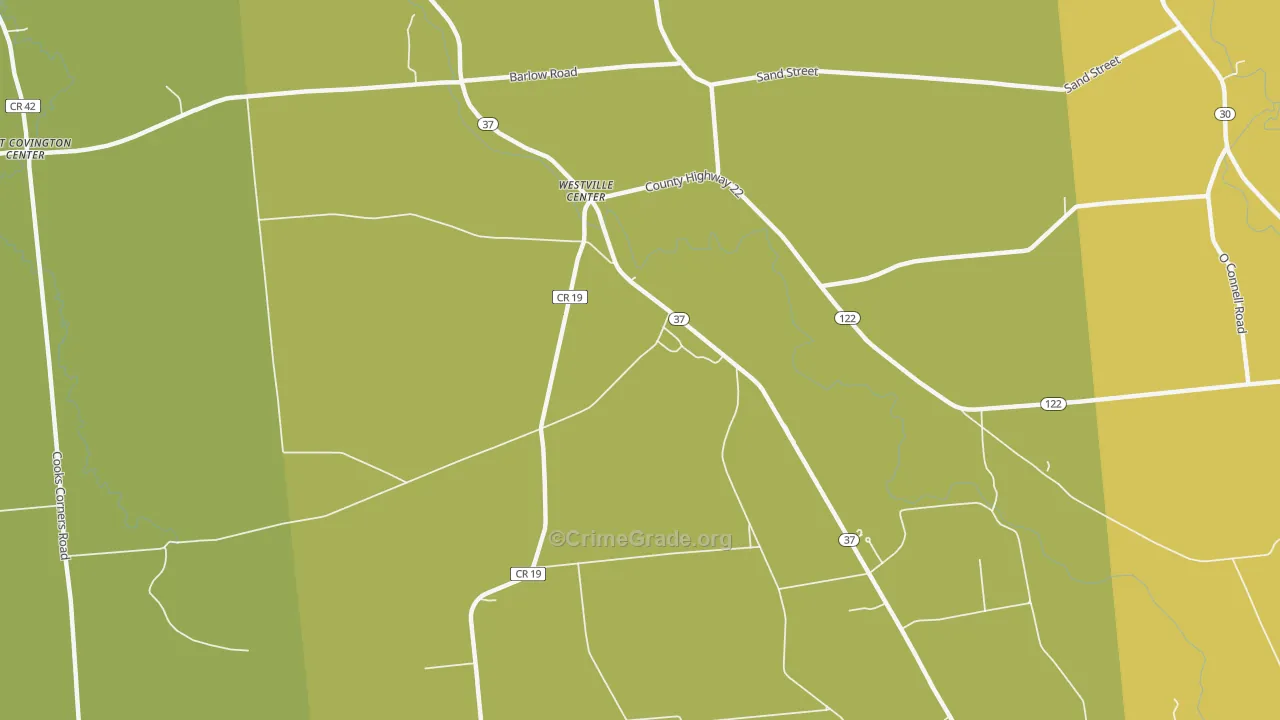 Westville Center, NY Map of Vandalism Rates
