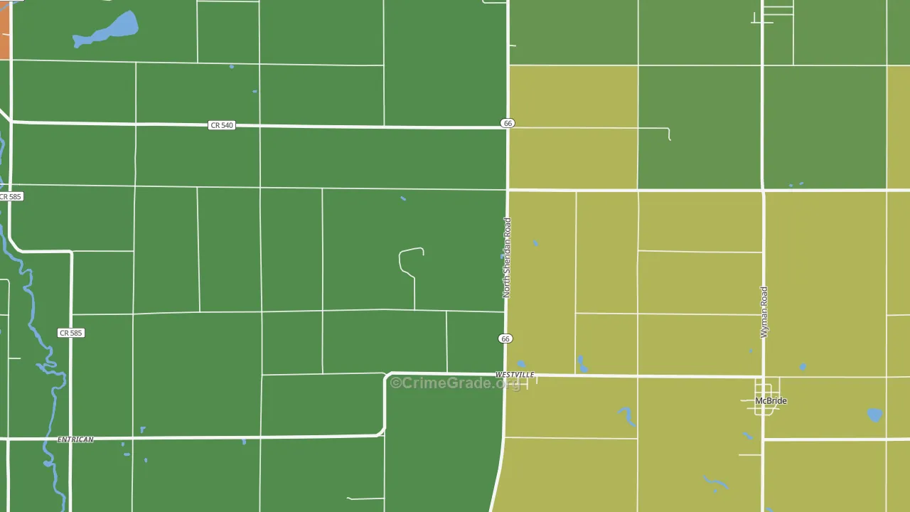 Westville, MI Map of Vandalism Rates