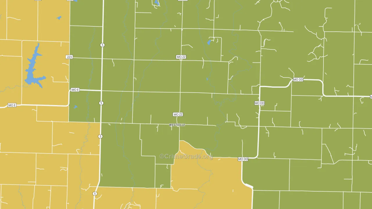 Westville, MO Map of Vandalism Rates