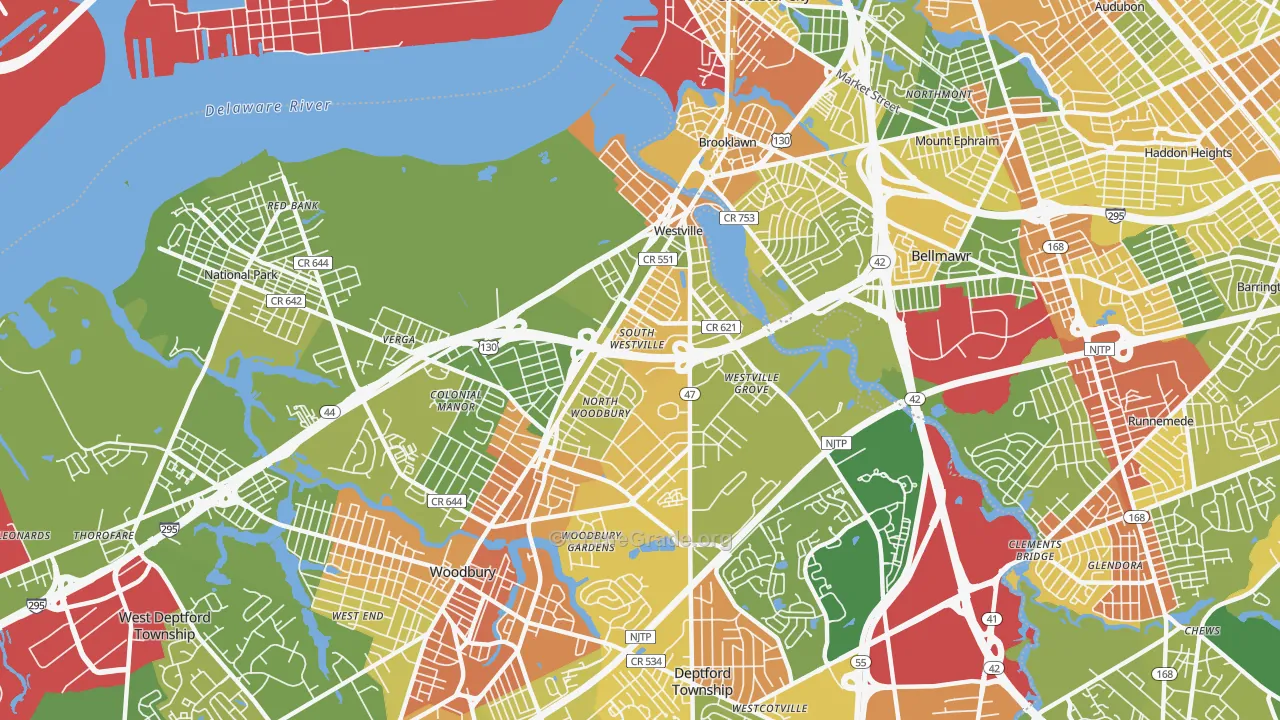 Westville, NJ Map of Vandalism Rates