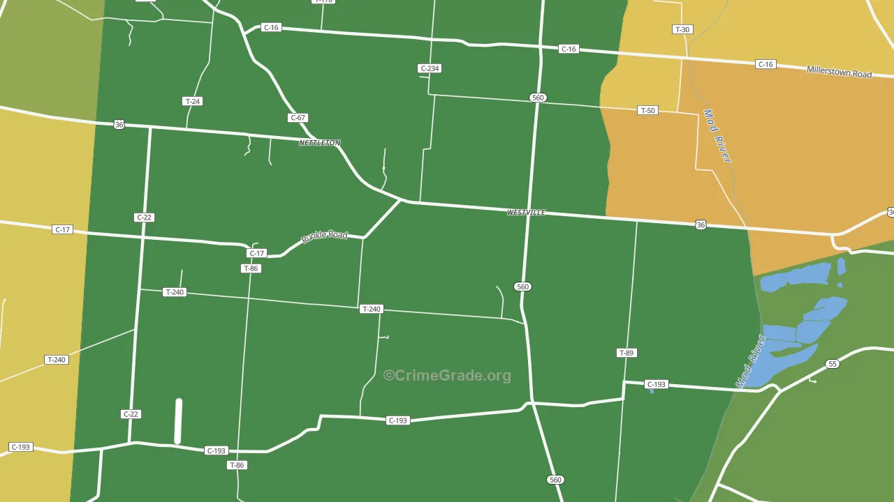 Westville, OH Map of Vandalism Rates