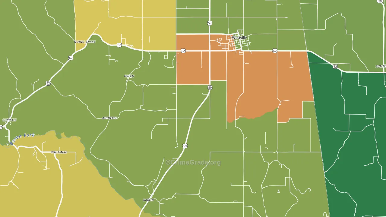 Westville, OK Map of Vandalism Rates