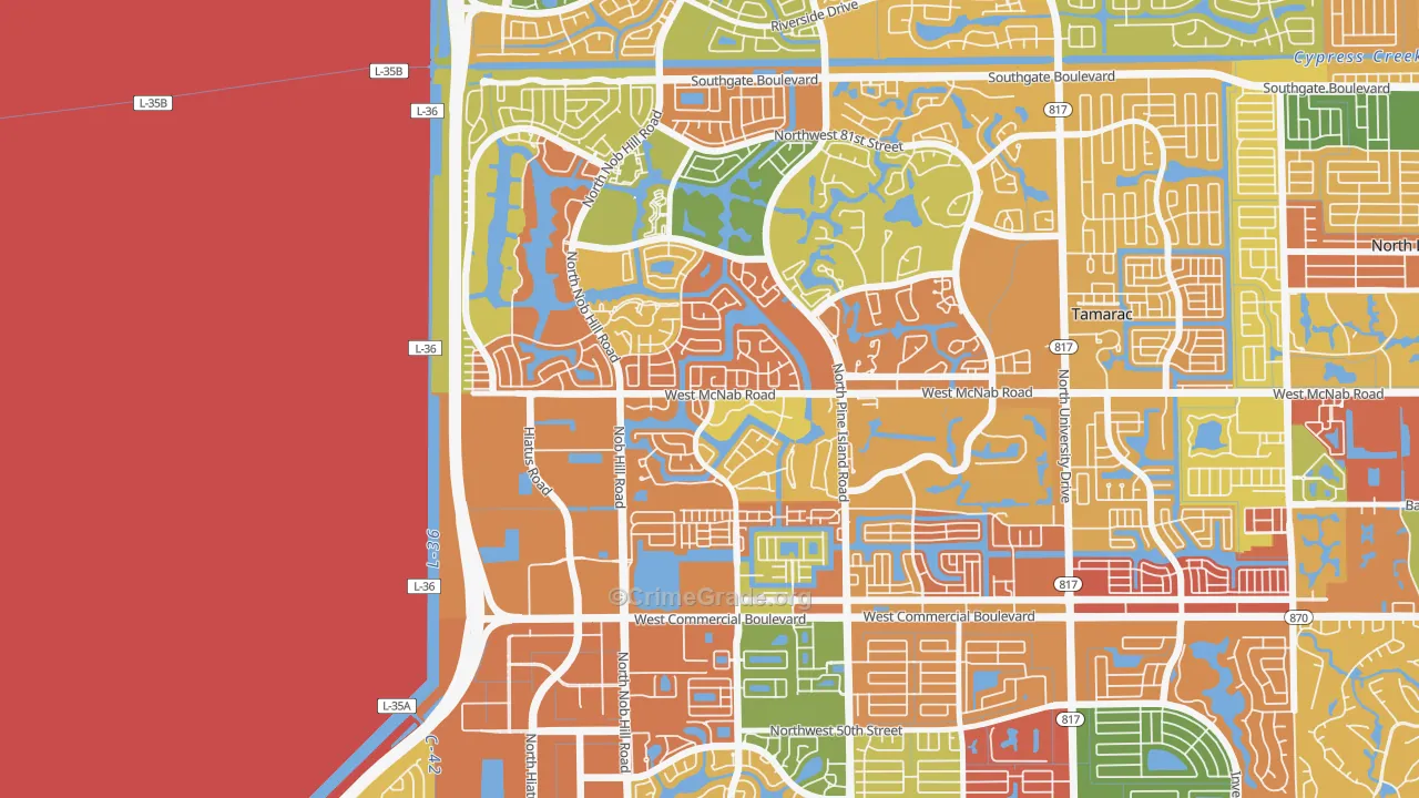 Westwood Community-North, Tamarac, FL Map of Vandalism Rates