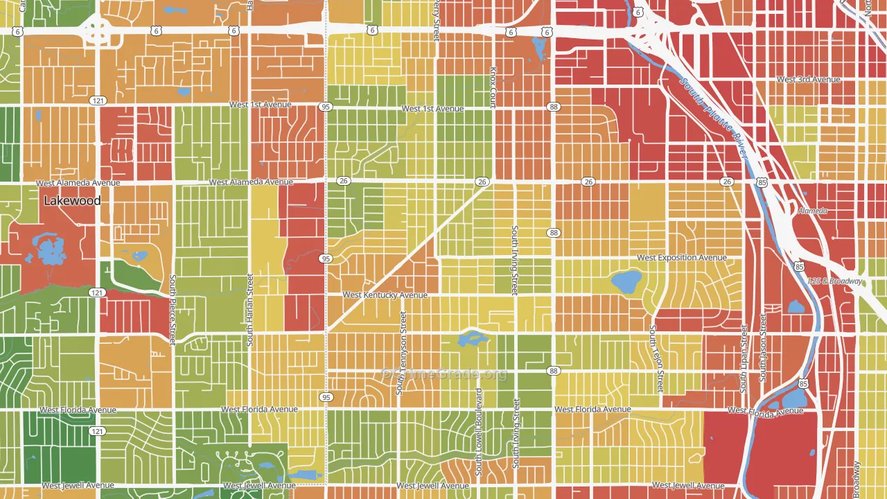 Westwood, Denver, CO Map of Vandalism Rates