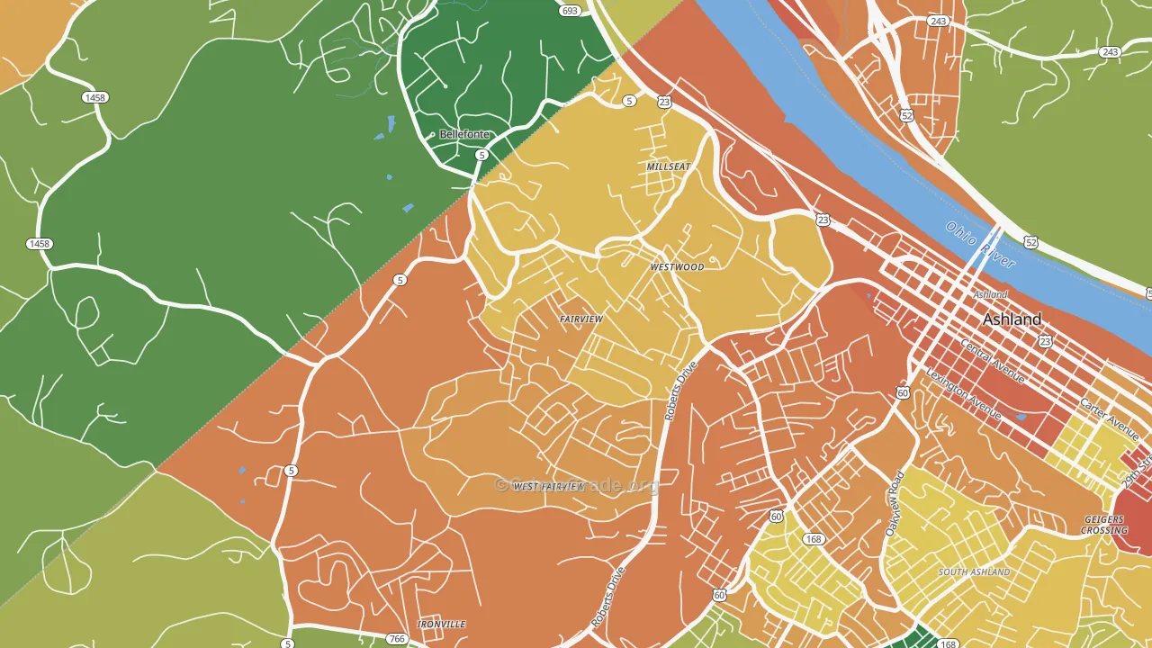 Westwood, KY Map of Vandalism Rates