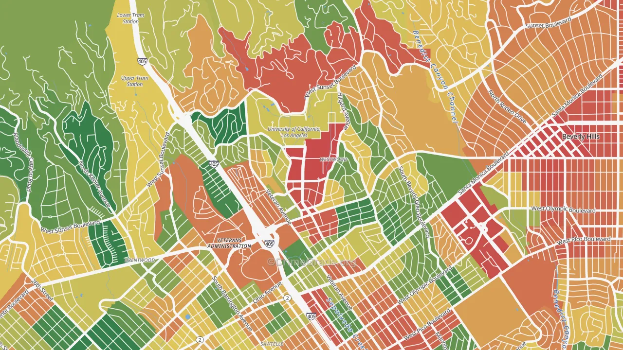Westwood, Los Angeles, CA Map of Vandalism Rates