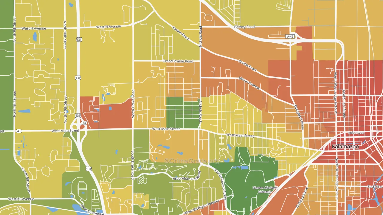Westwood, MI Map of Vandalism Rates