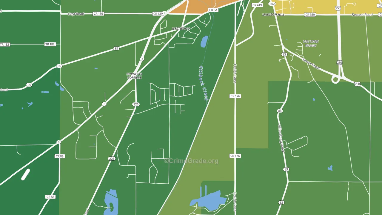 Westwood, OH Map of Vandalism Rates