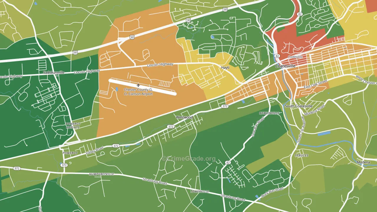 Westwood, PA Map of Vandalism Rates