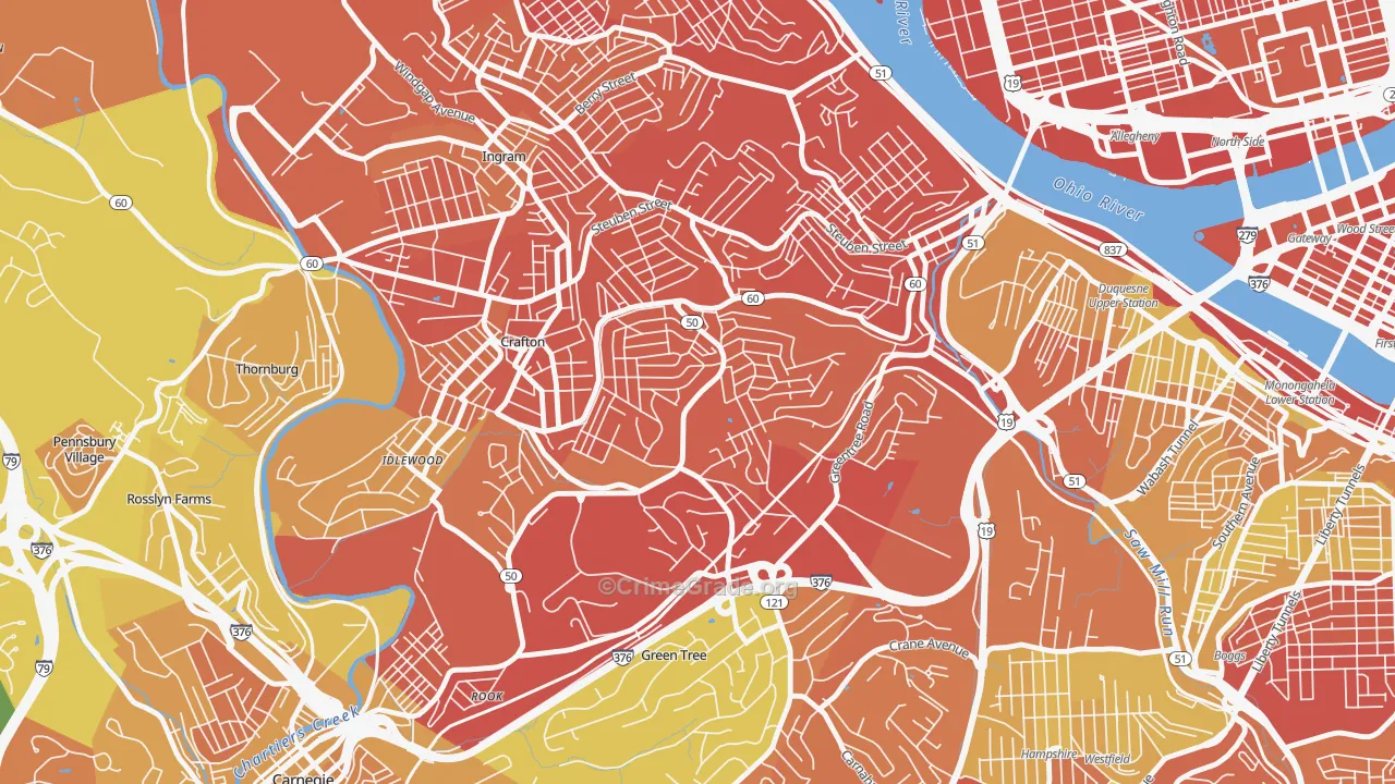 Westwood, Pittsburgh, PA Map of Vandalism Rates