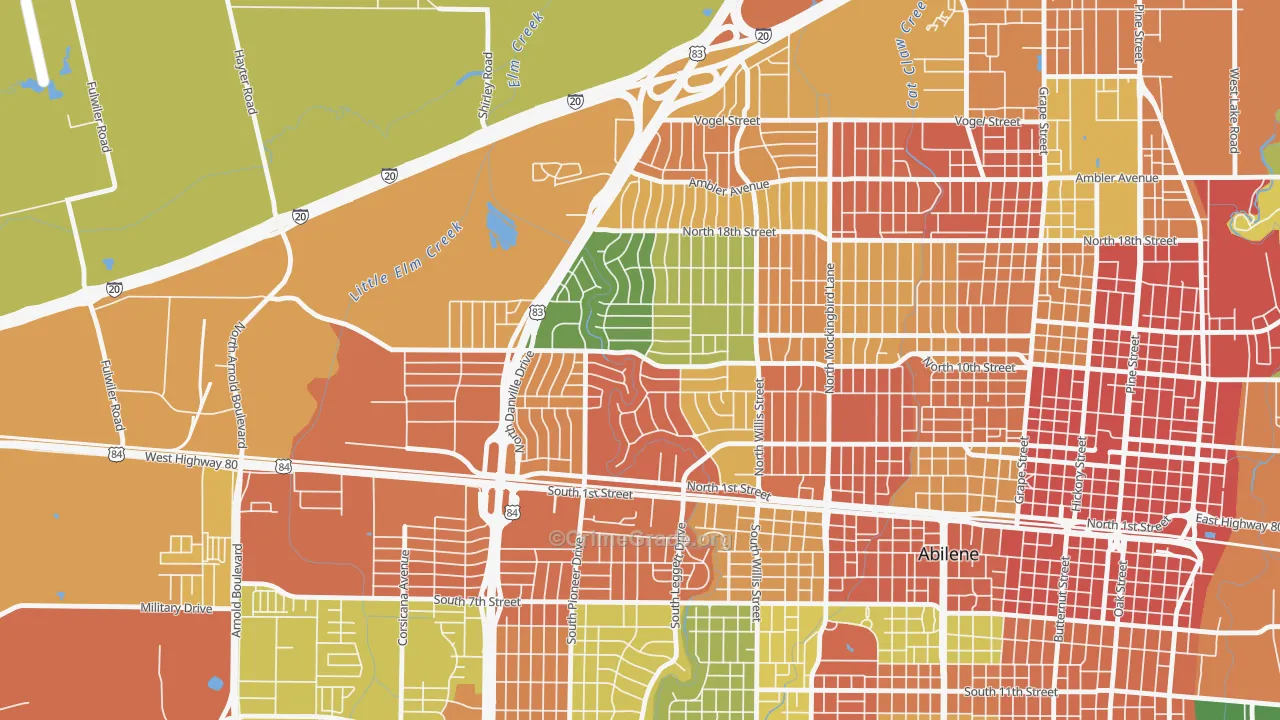 Westwood Richland, Abilene, TX Map of Vandalism Rates