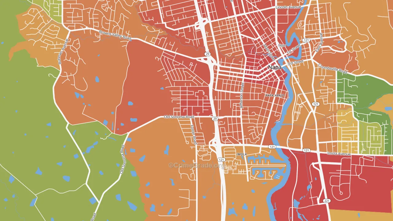 Westwood-San Francisco, Napa, CA Map of Vandalism Rates