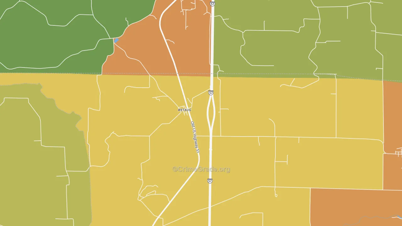 Wetaug, IL Map of Vandalism Rates