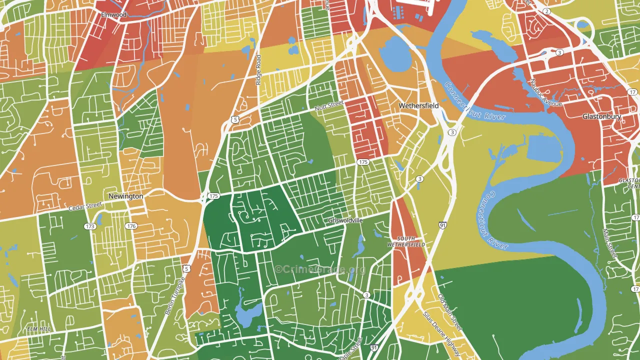 Wethersfield, CT Map of Vandalism Rates