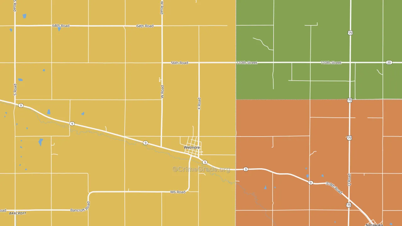 Wetmore, KS Map of Vandalism Rates
