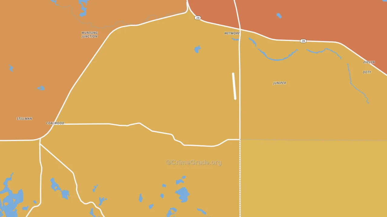 Wetmore, MI Map of Vandalism Rates