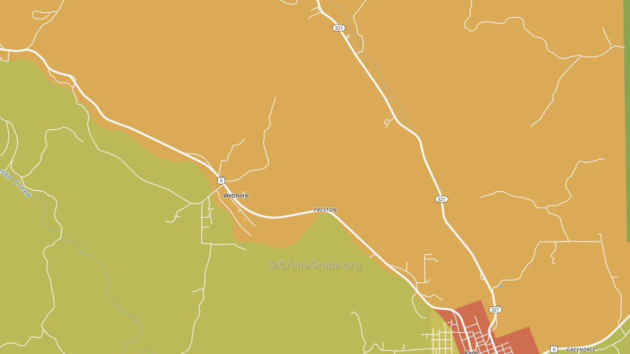 Wetmore, PA Map of Vandalism Rates
