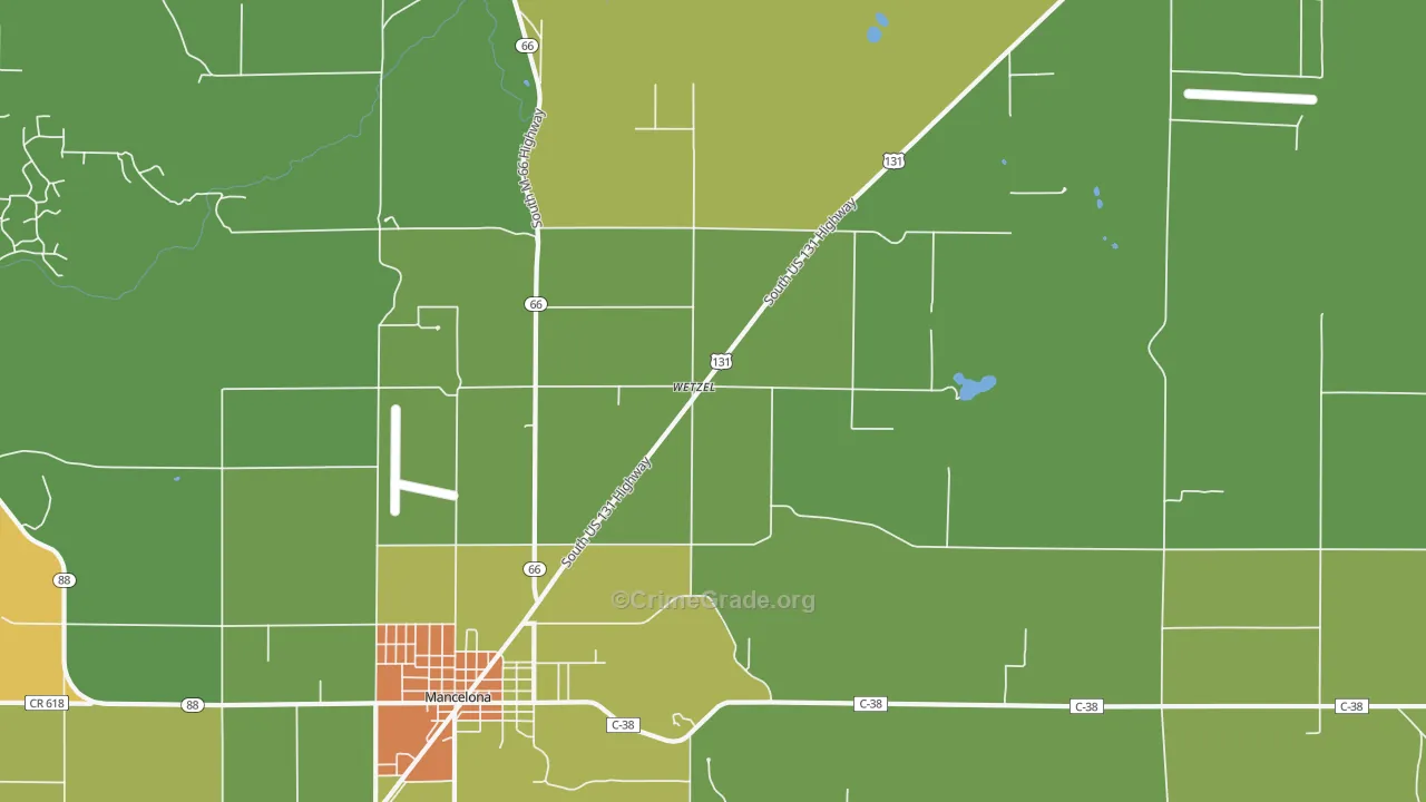 Wetzel, MI Map of Vandalism Rates