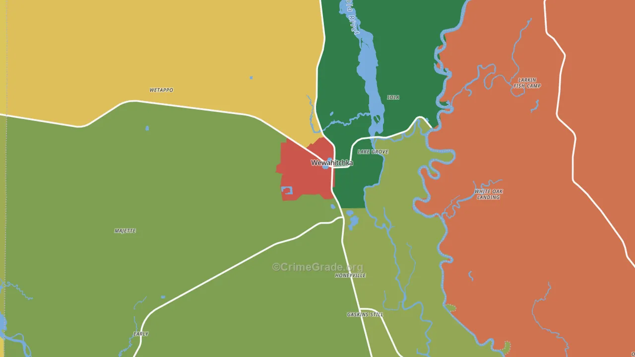 Wewahitchka, FL Map of Vandalism Rates