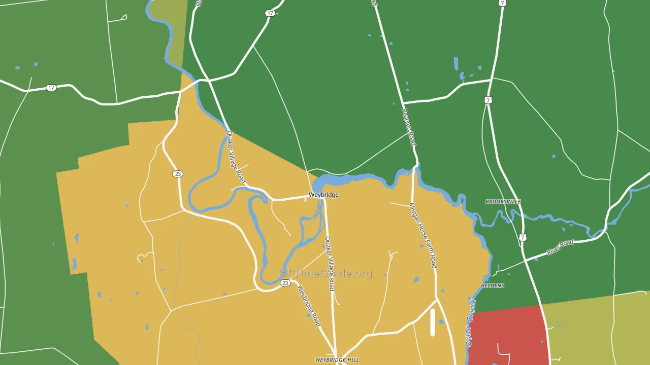Weybridge, VT Map of Vandalism Rates