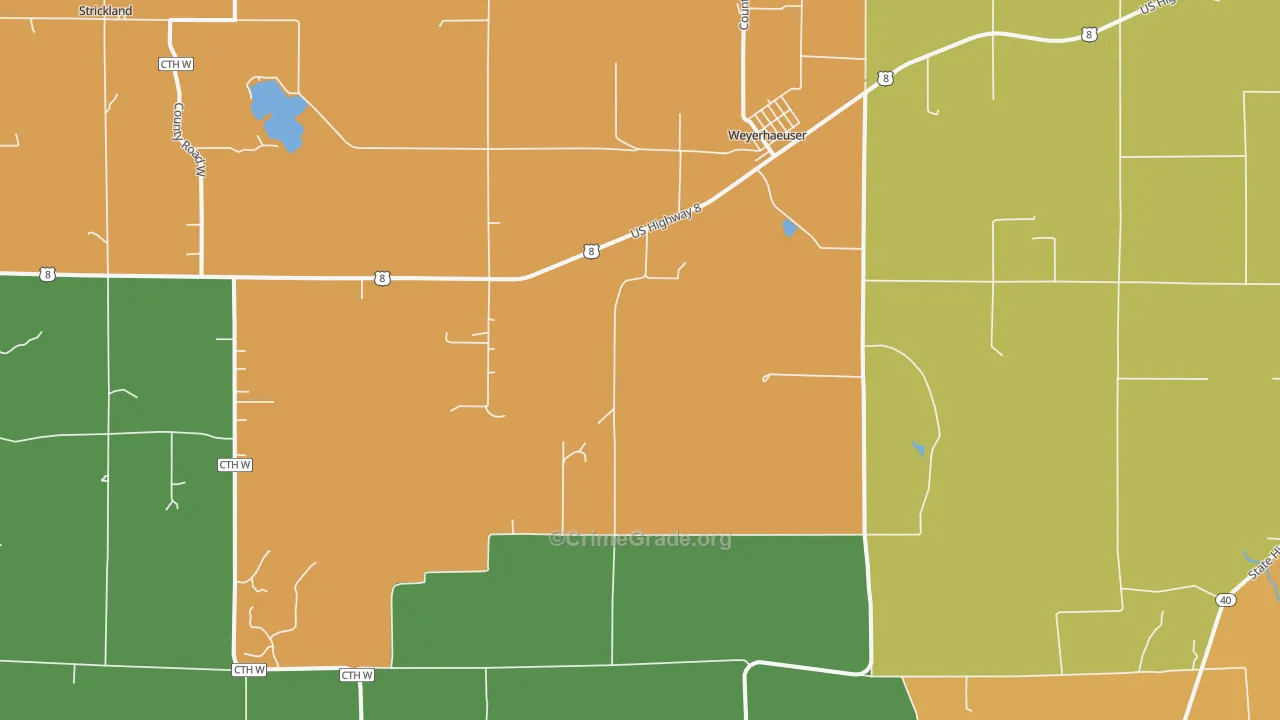 Weyerhaeuser, WI Map of Vandalism Rates