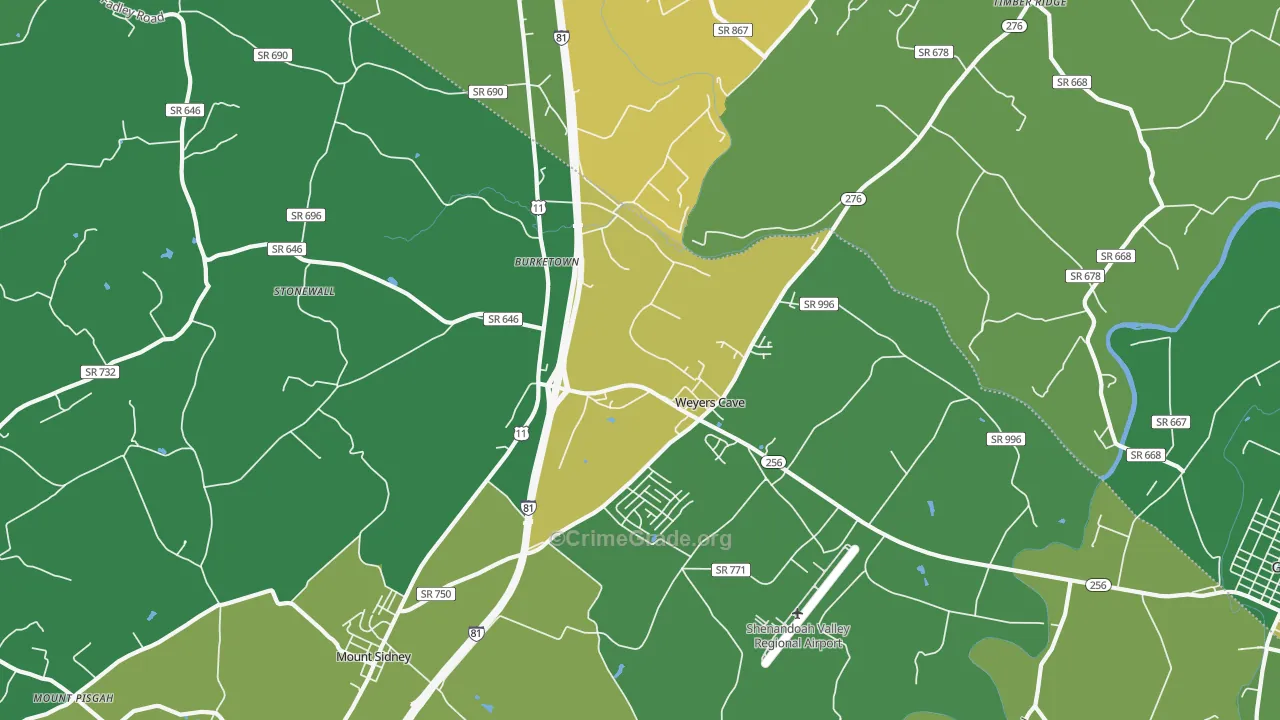 Weyers Cave, VA Map of Vandalism Rates