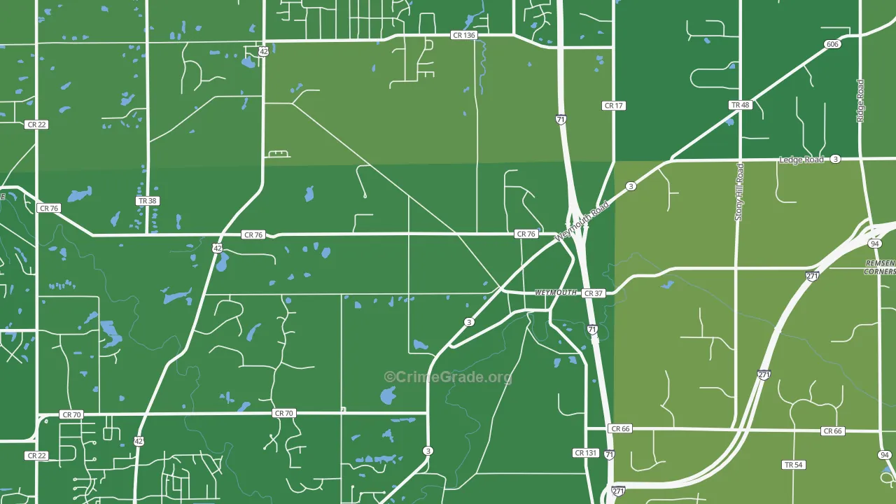 Weymouth, OH Map of Vandalism Rates