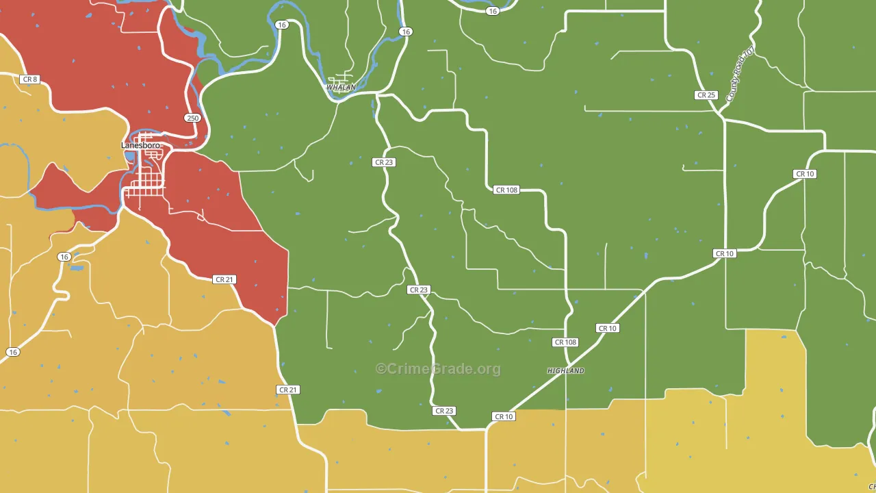 Whalan, MN Map of Vandalism Rates