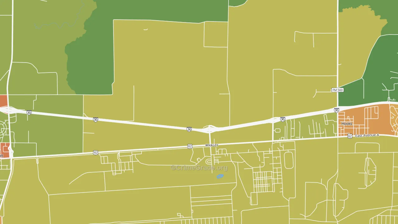 Whaley, TX Map of Vandalism Rates