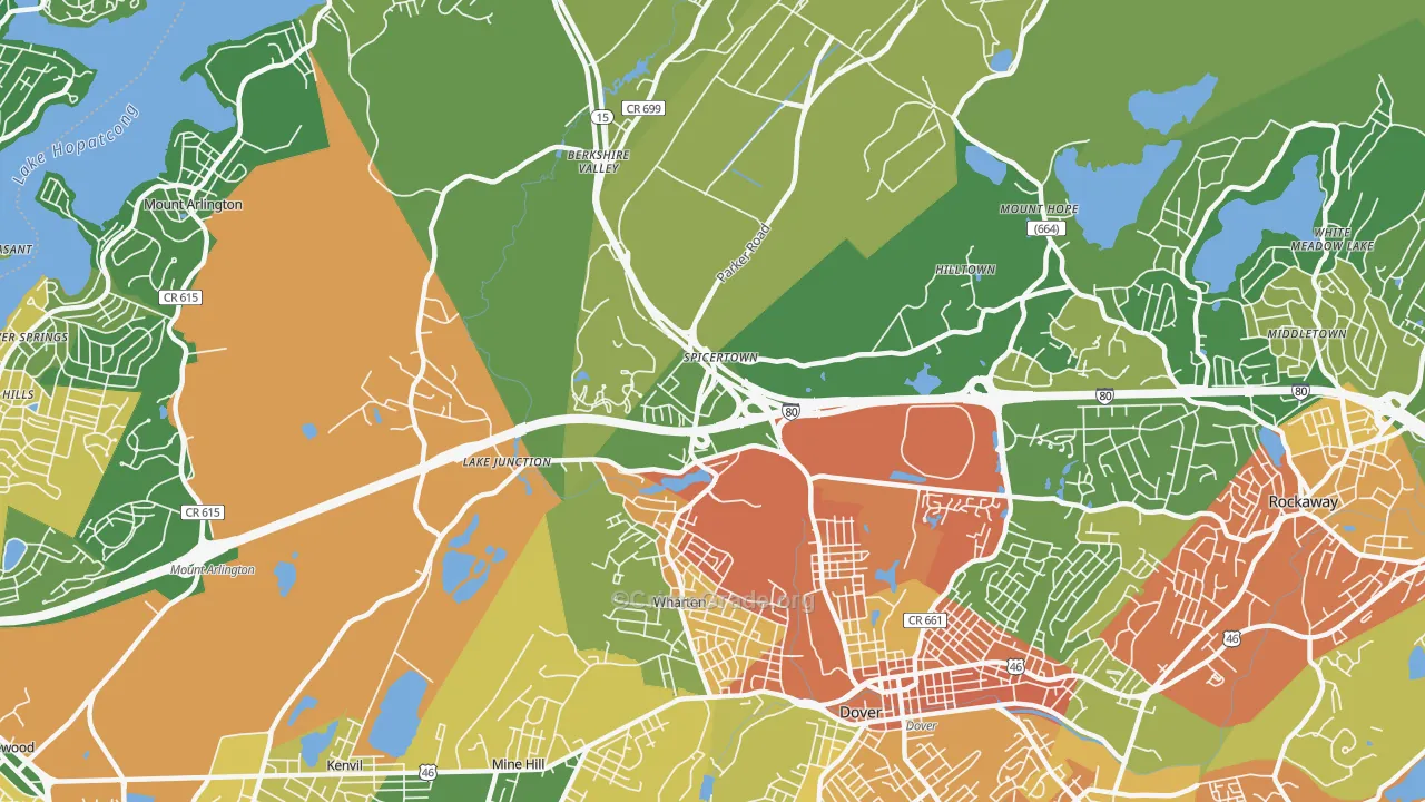 Wharton, NJ Map of Vandalism Rates