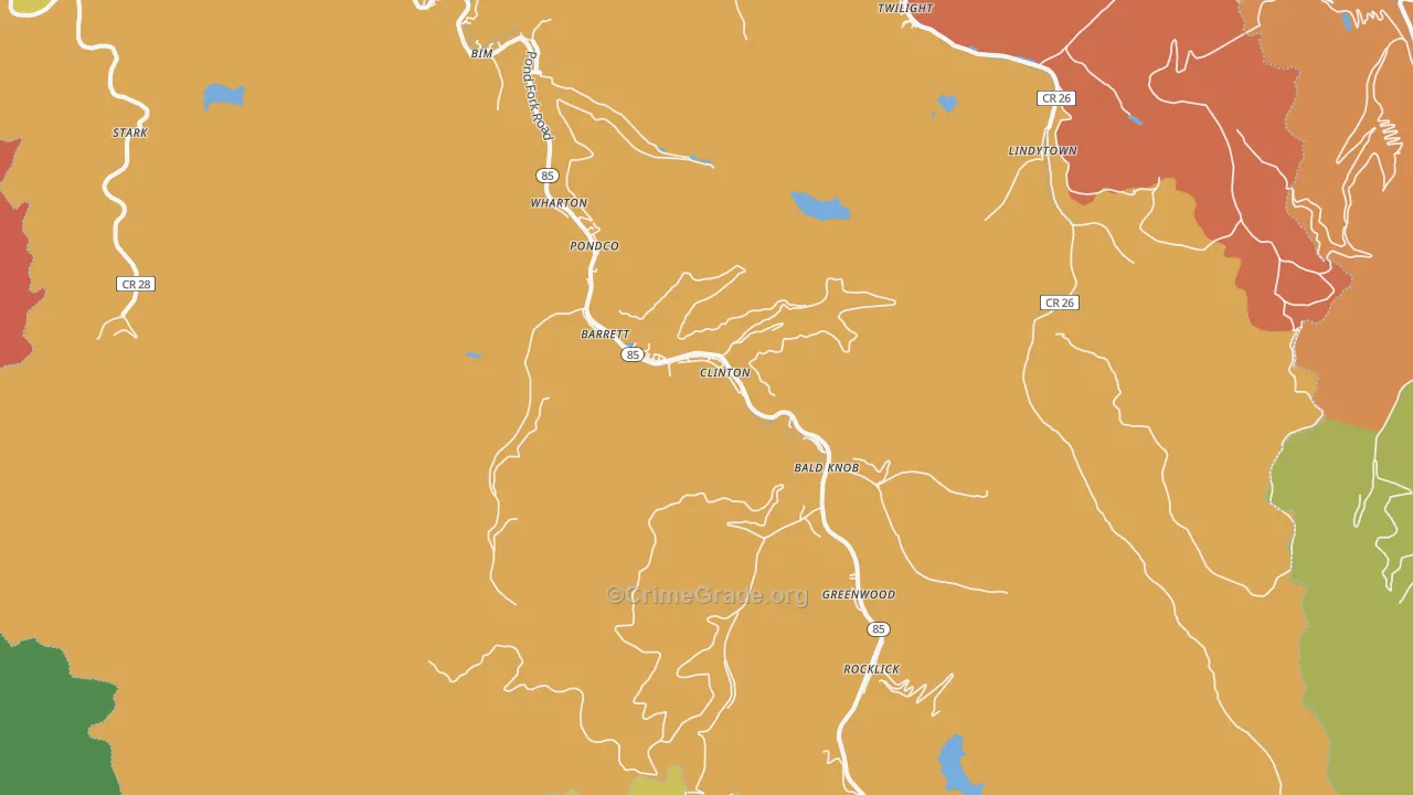 Wharton, WV Map of Vandalism Rates