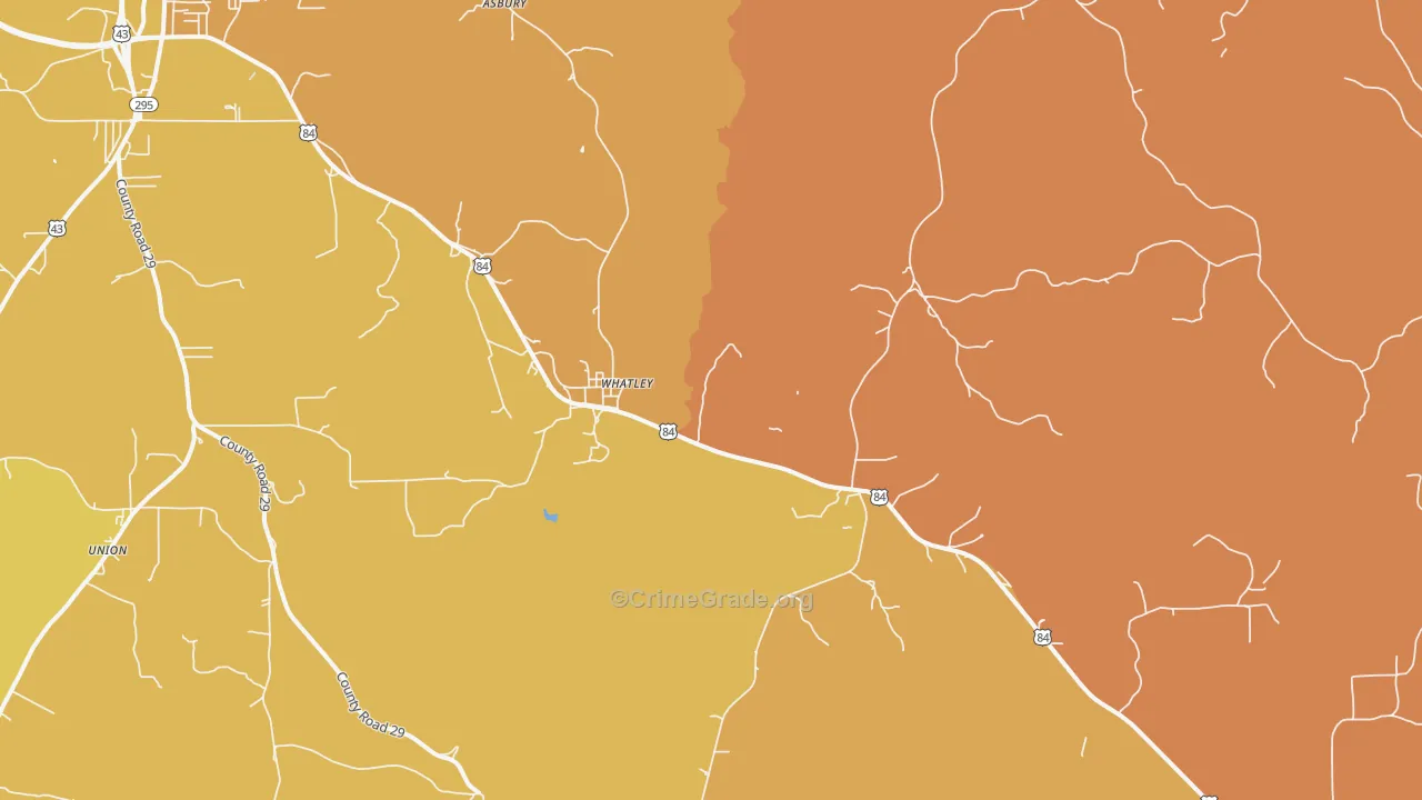 Whatley, AL Map of Vandalism Rates