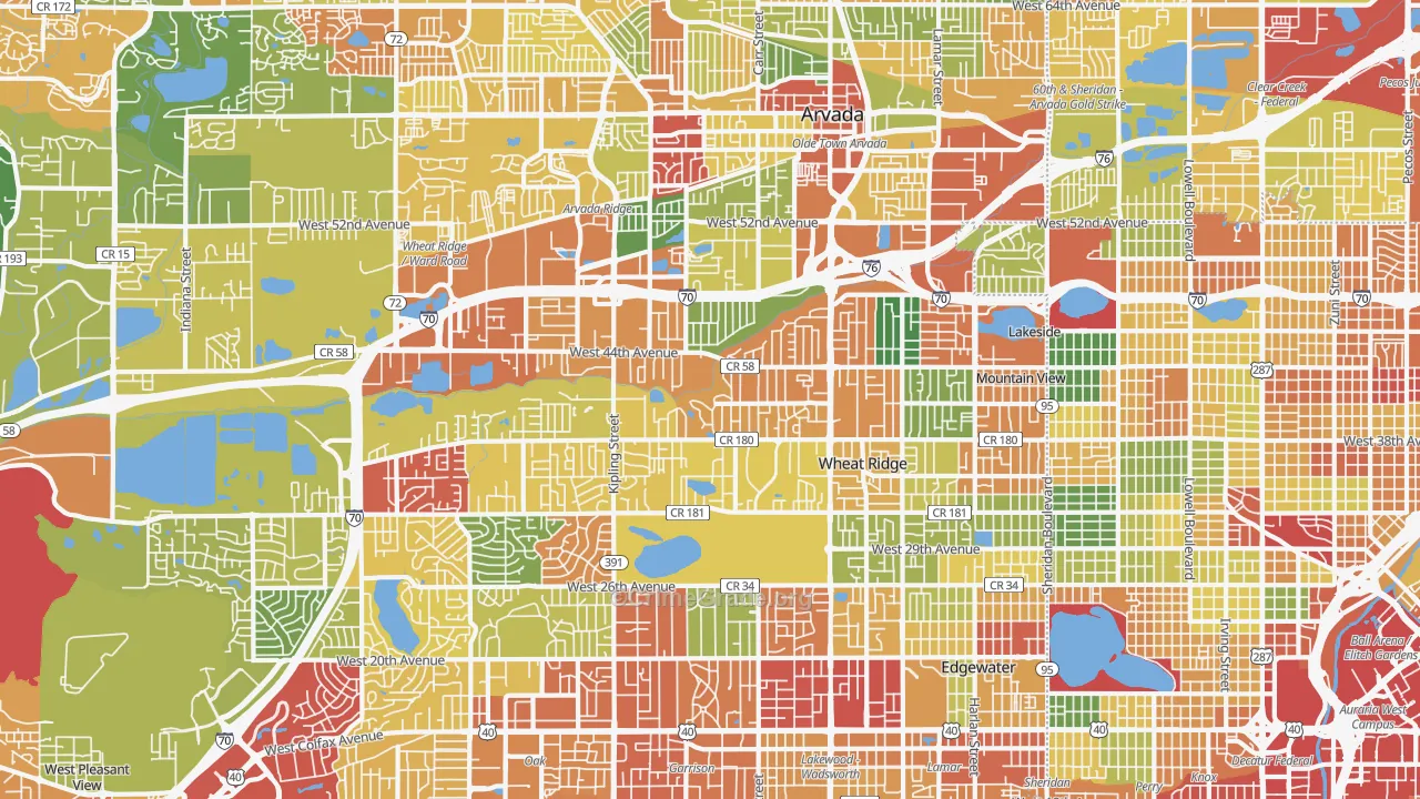 Wheat Ridge, CO Map of Vandalism Rates