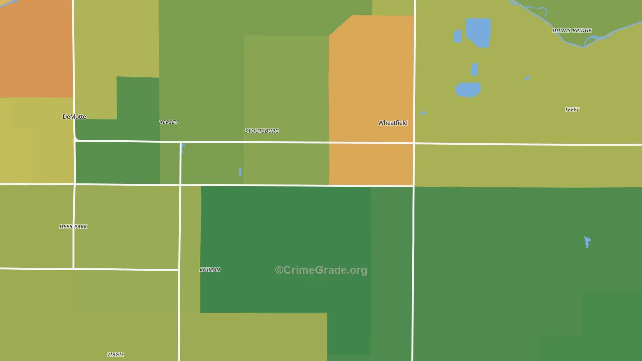 Wheatfield, IN Map of Vandalism Rates