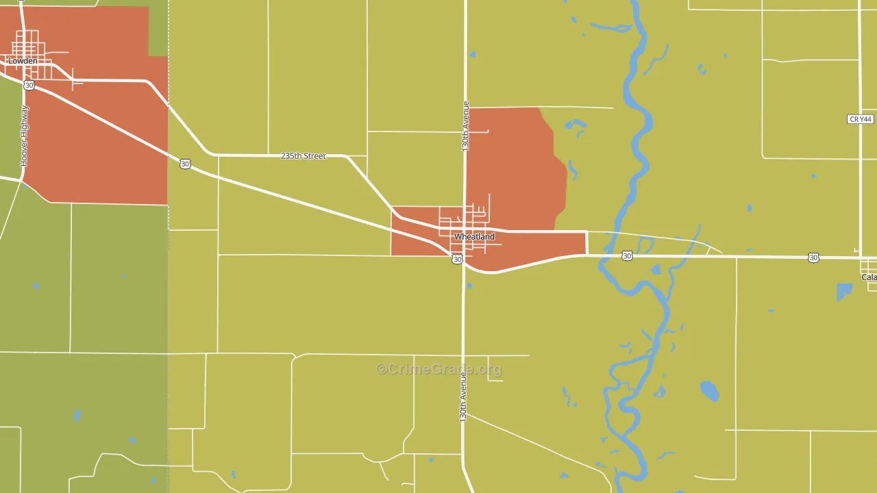 Wheatland, IA Map of Vandalism Rates