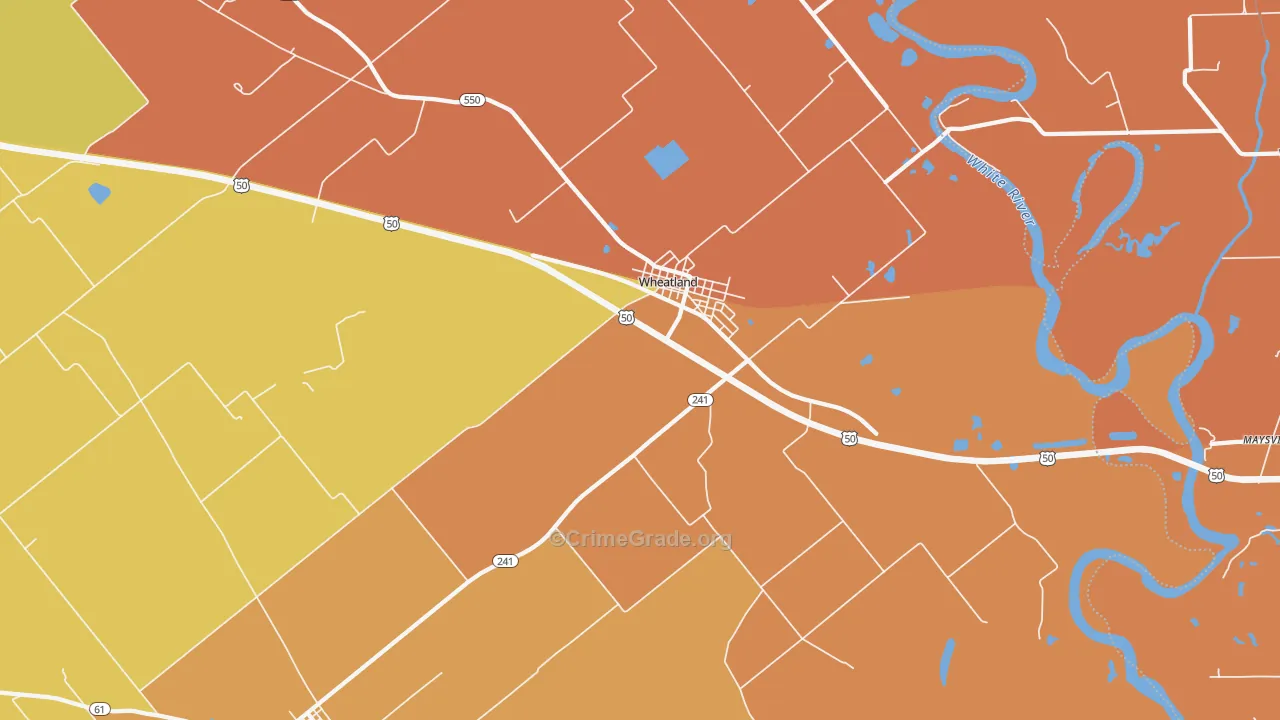 Wheatland, IN Map of Vandalism Rates