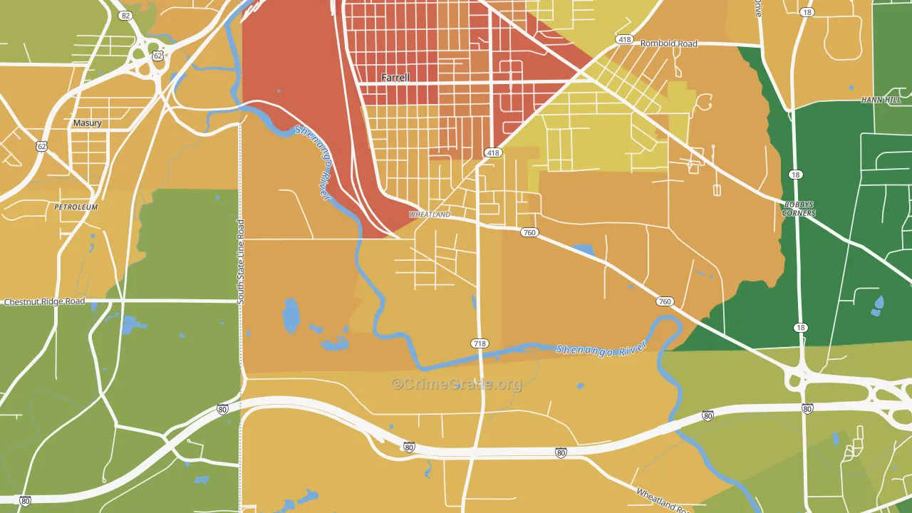 Wheatland, PA Map of Vandalism Rates
