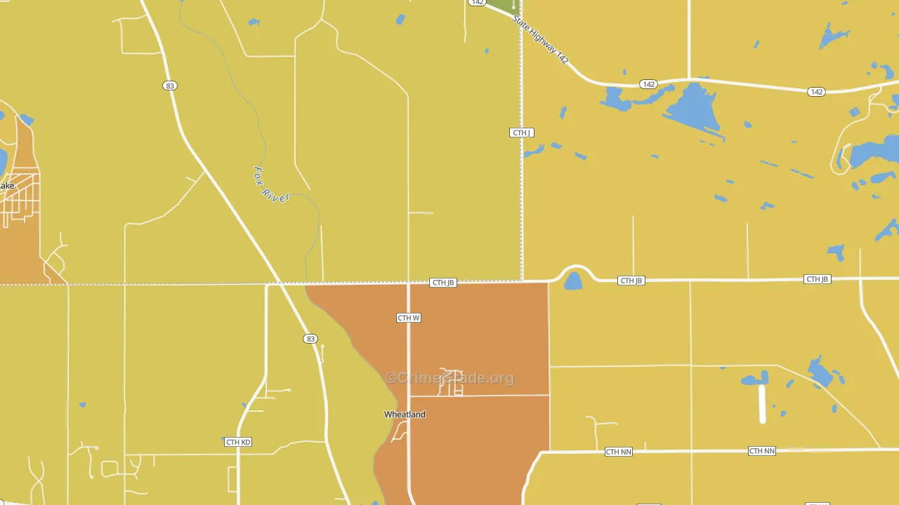 Wheatland, WI Map of Vandalism Rates