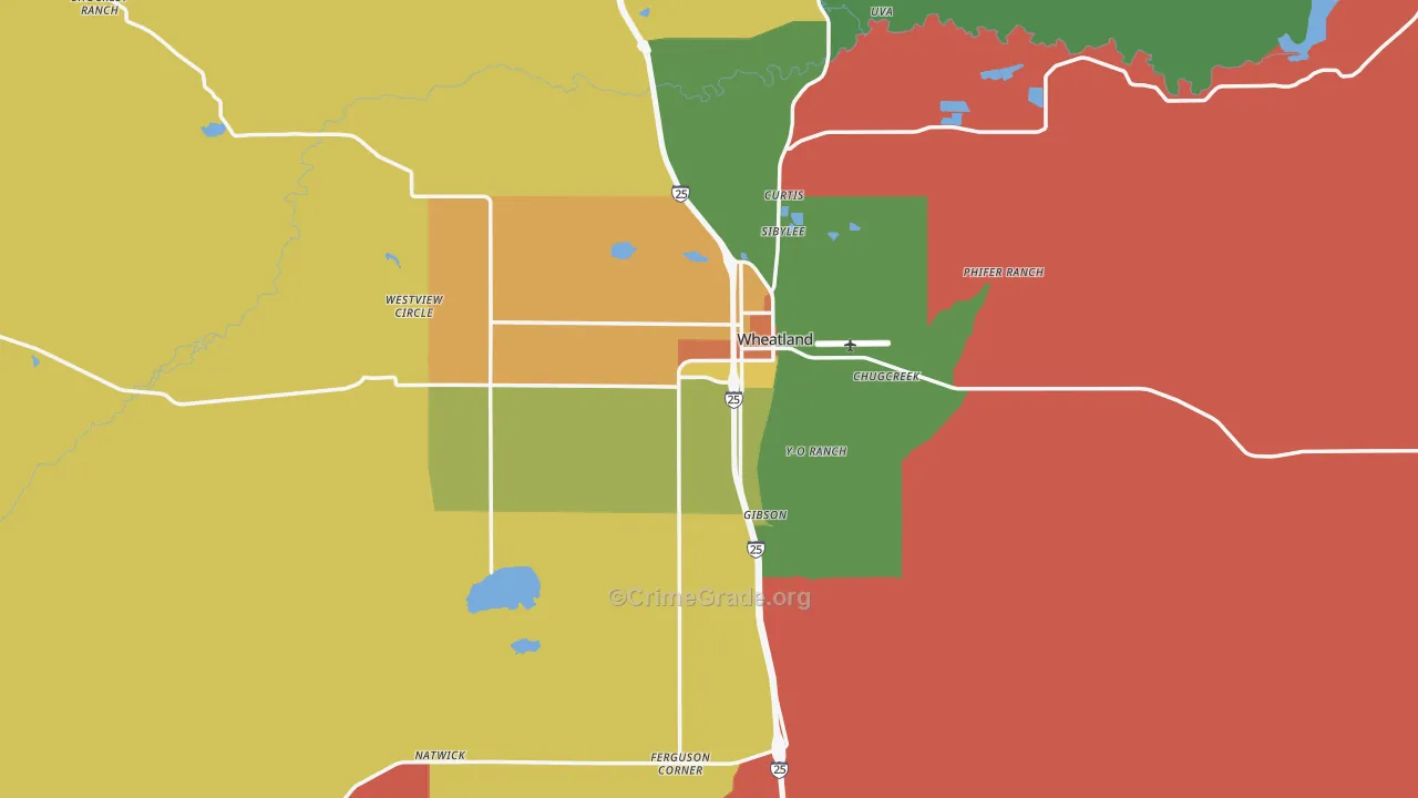 Wheatland, WY Map of Vandalism Rates