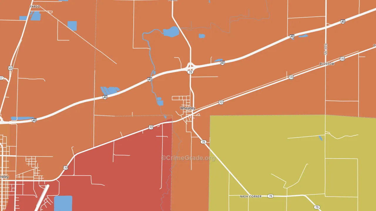 Wheatley, AR Map of Vandalism Rates
