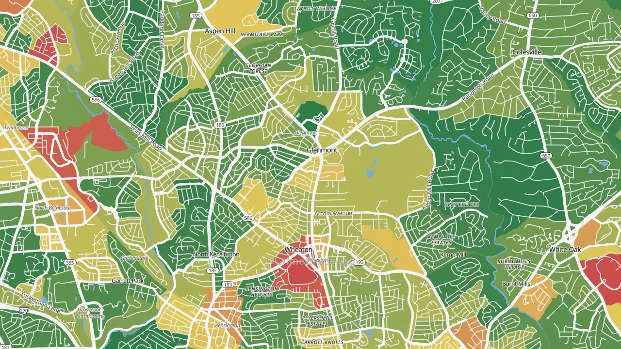 Wheaton-Glenmont, Wheaton, MD Map of Vandalism Rates