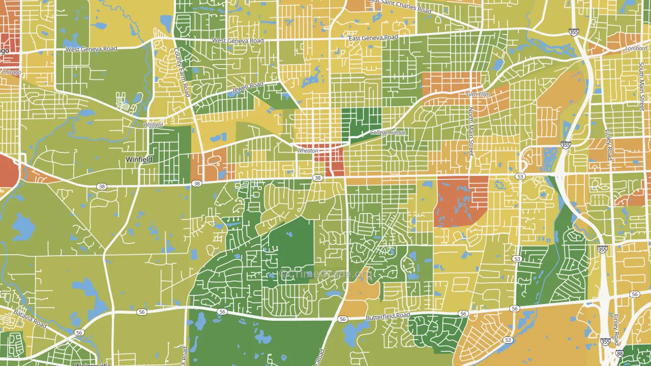 Wheaton, IL Map of Vandalism Rates