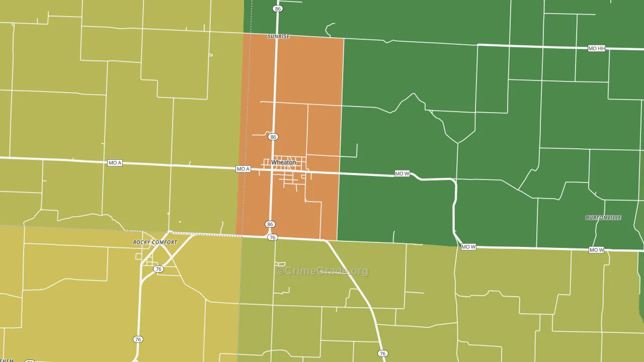 Wheaton, MO Map of Vandalism Rates
