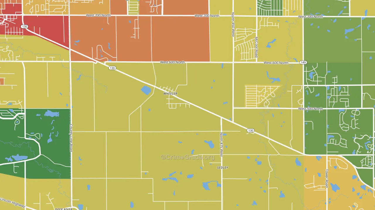 Wheeler, IN Map of Vandalism Rates