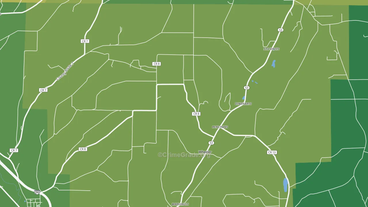 Wheeler, NY Map of Vandalism Rates