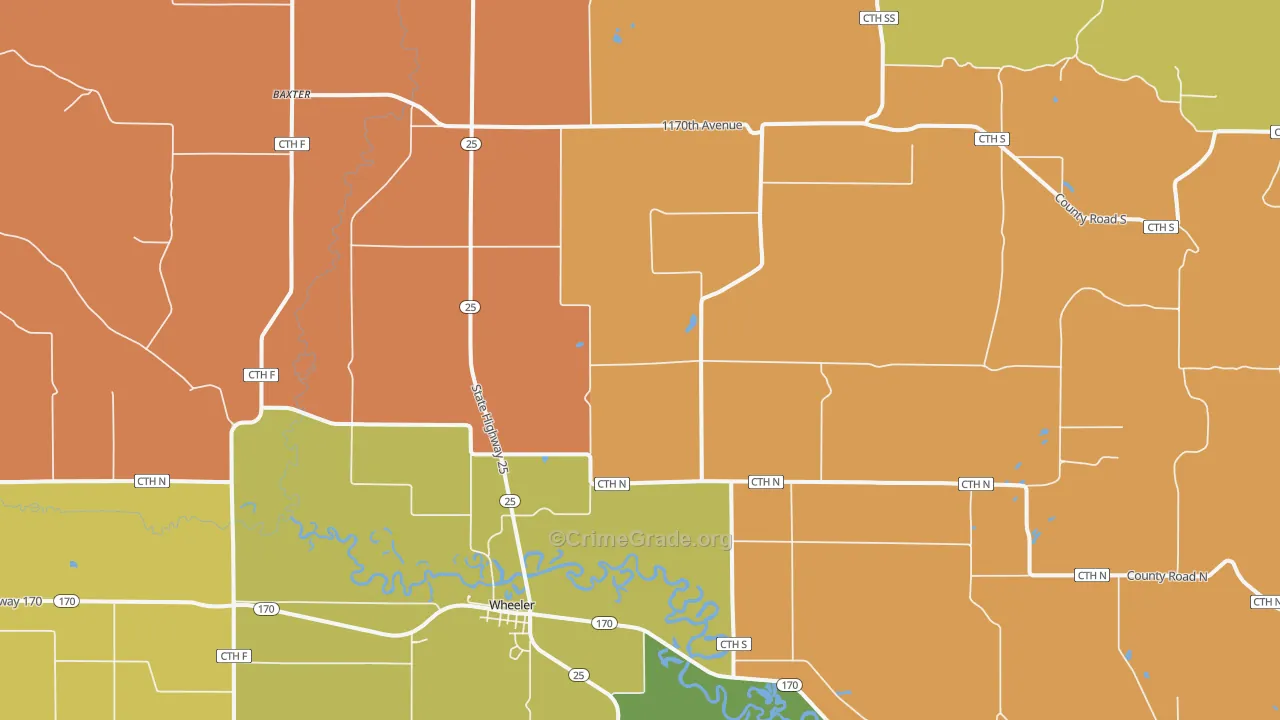 Wheeler, WI Map of Vandalism Rates