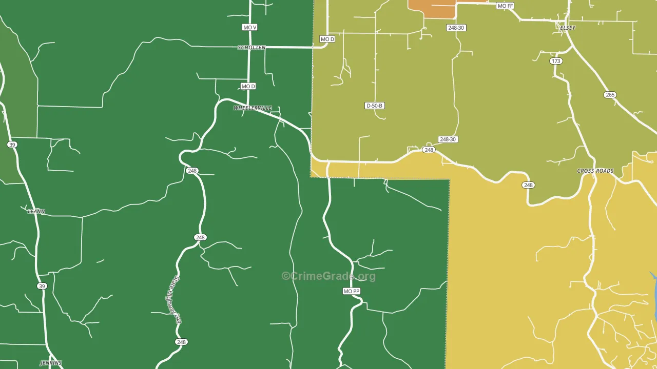Wheelerville, MO Map of Vandalism Rates