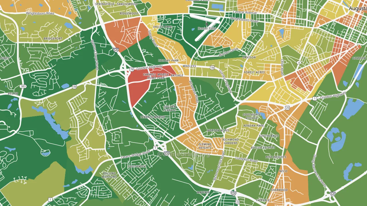 Wheeless Road, Augusta, GA Map of Vandalism Rates