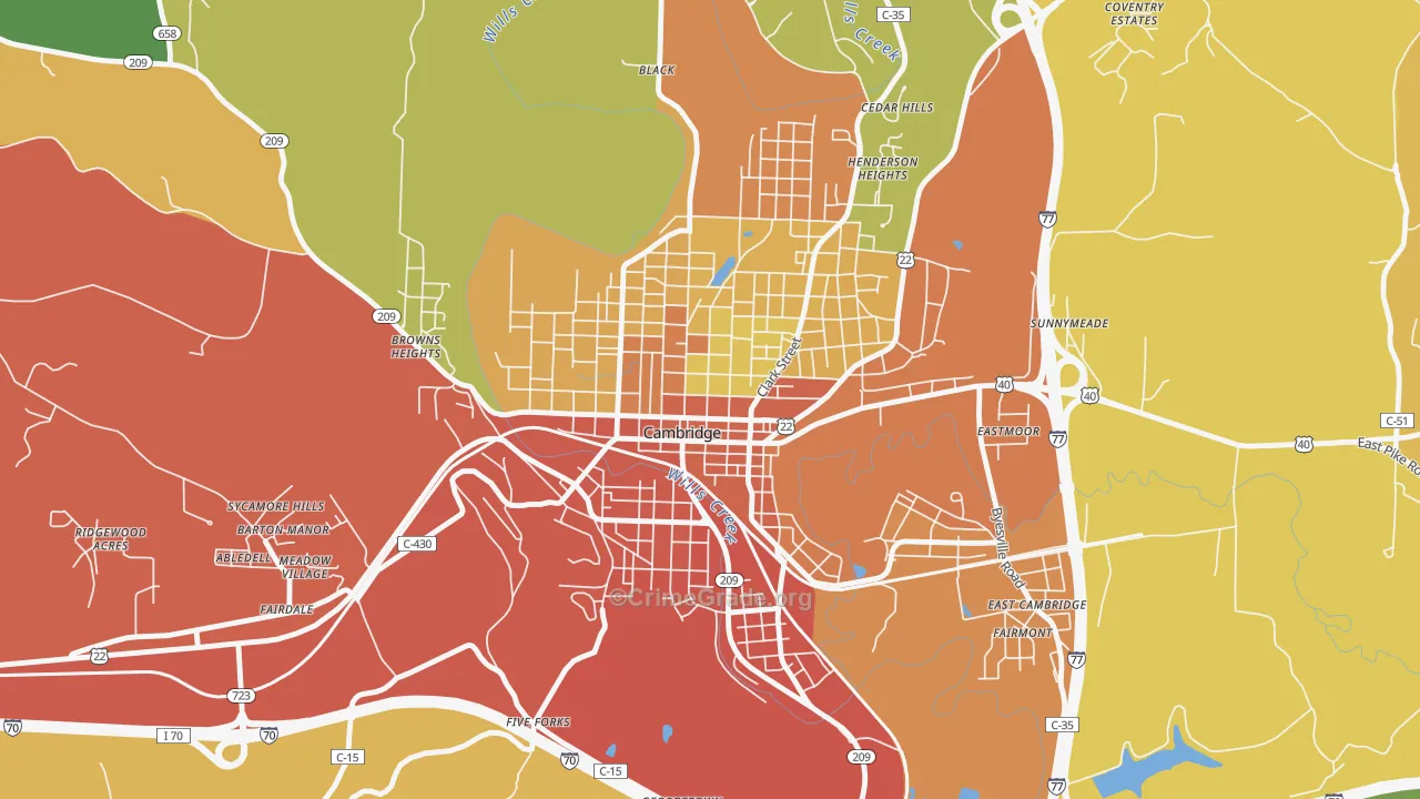 Wheeling Avenue Historic District, Cambridge, OH Map of Vandalism Rates