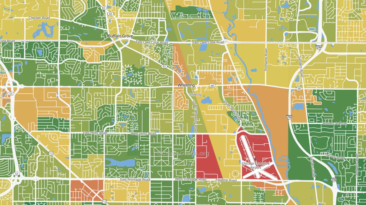 Wheeling, IL Map of Vandalism Rates